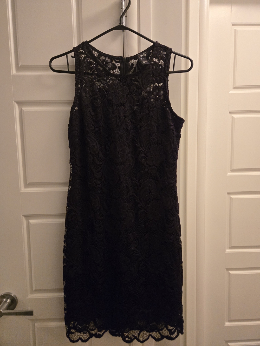 Sleeveless Black Lace Shift Dress